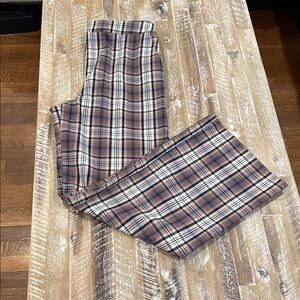 Women’s wide leg Plaid Pants - Brown and Black